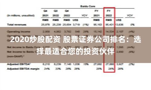 2020炒股配资 股票证券公司排名：选择最适合您的投资伙伴